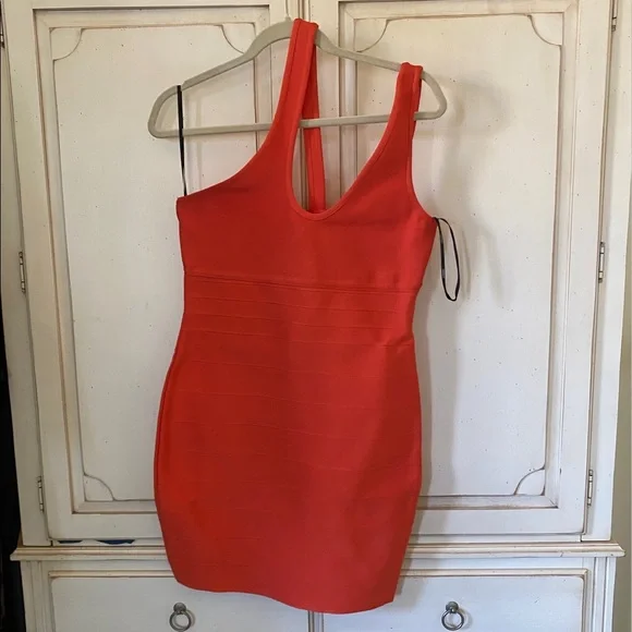 Herve Leger | Dresses | Herve Leger X Forever 2 Orange One Shoulder Bodycon  Bandage Dress Nwt L | Poshmark
